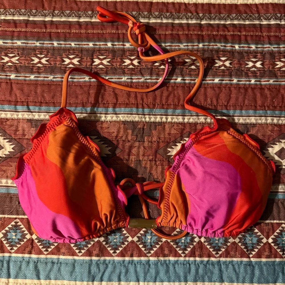 VIX Paula Hermanny Red and Orange Bikini Top size small